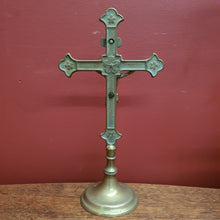 Load image into Gallery viewer, x SOLD Antique Brass Crucifix, Cross, Jesus on the Cross, Home Worship or Devotion. B11611