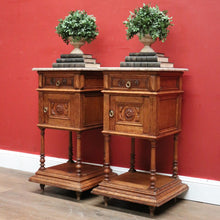 Load image into Gallery viewer, x SOLD Antique French Oak and Marble Bedside Cabinets or Lamp Cupboard, Side Tables. B11923