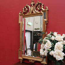 Load image into Gallery viewer, x SOLD Grand Antique French Gilt Mirror with Feather Detail to the Top, Bevelled Mirror. B11347