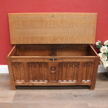 Load image into Gallery viewer, x SOLD French Church Inspired Carved Panel Blanket Box or Toy or Shoe Box with a Key. B11897