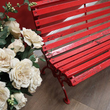Load image into Gallery viewer, x SOLD Antique Victorian Child's Cast Iron and Timber Garden Seat, Hand-painted Red. B11544