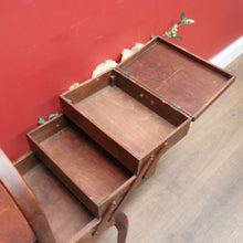 Load image into Gallery viewer, x SOLD Vintage French Sewing Caddy, with Handle and a 5 Section Scissor Lift Opening. B11875