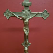 Load image into Gallery viewer, x SOLD Antique Brass Crucifix, Cross, Jesus on the Cross, Home Worship or Devotion. B11611