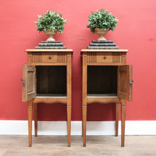 Load image into Gallery viewer, x SOLD Pair of Antique French Lamp Tables, Oak top Bedside Cabinets or Tables. B11380
