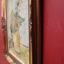 Load image into Gallery viewer, Framed Oil on Canvas, Sunflowers in a Vase, in the Style of Van Gogh, Gold Frame. B11685