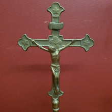 Load image into Gallery viewer, x SOLD Antique Brass Crucifix, Cross, Jesus on the Cross, Home Worship or Devotion. B11611