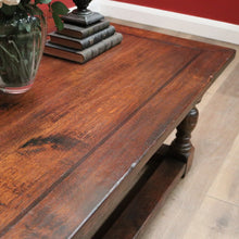 Load image into Gallery viewer, x SOLD Vintage French Oak Coffee Table, Low Line Table with Ebony Inlay, Stretcher Base. B11390