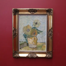 Load image into Gallery viewer, Framed Oil on Canvas, Sunflowers in a Vase, in the Style of Van Gogh, Gold Frame. B11685