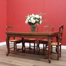 Load image into Gallery viewer, x SOLD Antique French Oak Two leaf extension Dining or Kitchen Table with Parquetry Top. B11812