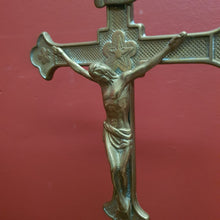 Load image into Gallery viewer, x SOLD Antique Brass Crucifix, Cross, Jesus on the Cross, Home Worship or Devotion. B11611