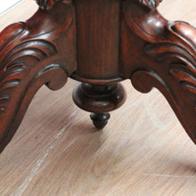 Load image into Gallery viewer, SOLD Antique Australian Cedar Piano Stool, Button Seated Blue Velvet Swivel Stool. B11770