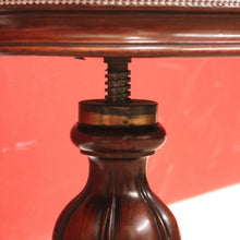Load image into Gallery viewer, SOLD Antique Australian Cedar Piano Stool, Button Seated Blue Velvet Swivel Stool. B11770