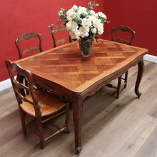 Load image into Gallery viewer, x SOLD Antique French Oak Two leaf extension Dining or Kitchen Table with Parquetry Top. B11812