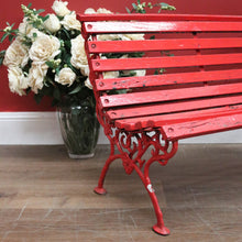 Load image into Gallery viewer, x SOLD Antique Victorian Child's Cast Iron and Timber Garden Seat, Hand-painted Red. B11544