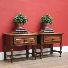 Load image into Gallery viewer, x SOLD Pair of Vintage French Lamp Tables or Bedside Table, with Single drawer, turned legs and reeding. B11842