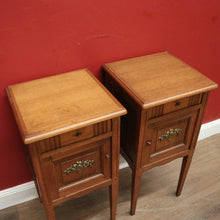 Load image into Gallery viewer, x SOLD Pair of Antique French Lamp Tables, Oak top Bedside Cabinets or Tables. B11380