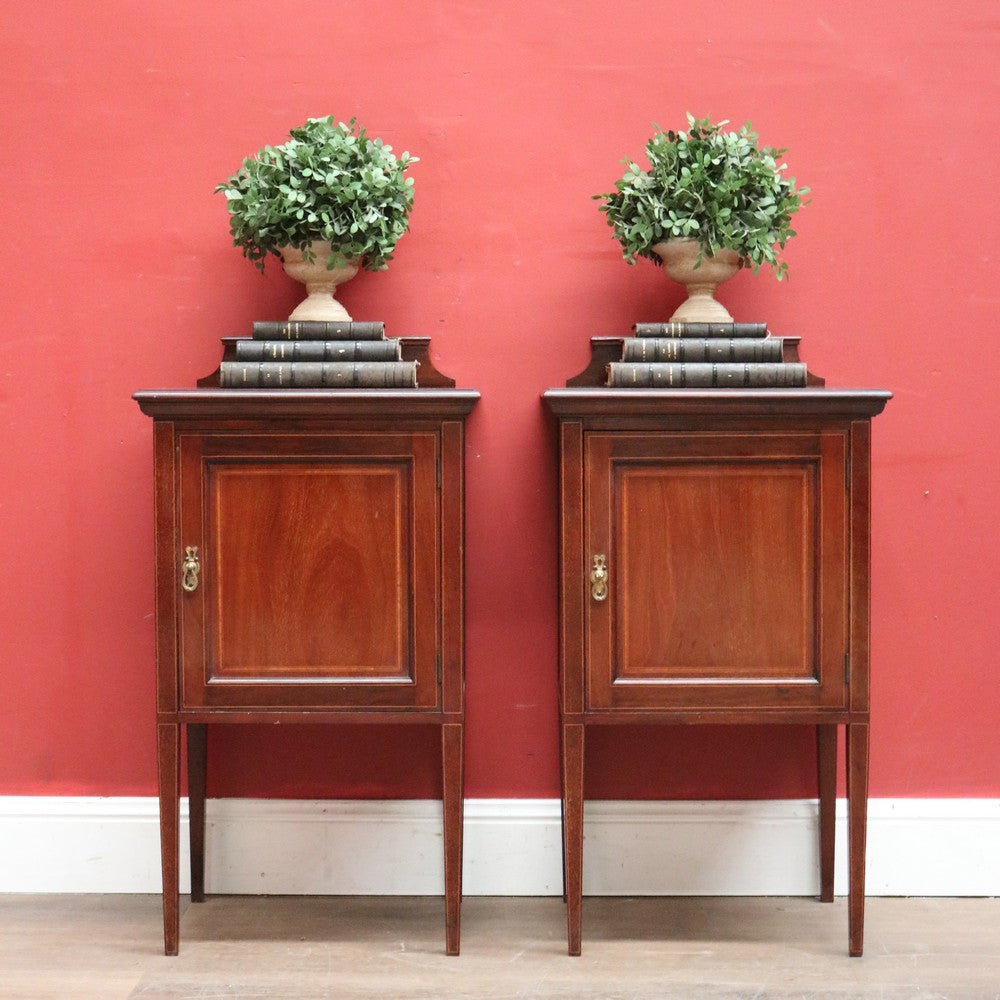 Antique French Mahogany Bedside Cabinets or Side Table, Lamp or Hall Cupboards. B11895
