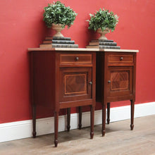 Load image into Gallery viewer, x SOLD Pair of Antique French Mahogany Bedside Cabinets or Lamp Tables with Marble Tops B11574