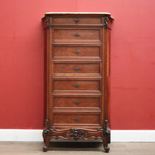 Load image into Gallery viewer, x SOLD Antique French Walnut Brass and Marble Lingerie Chest, 7 Drawer Chest of Drawers, B11545