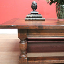 Load image into Gallery viewer, x SOLD Vintage French Oak Coffee Table, Low Line Table with Ebony Inlay, Stretcher Base. B11390