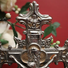 Load image into Gallery viewer, x SOLD Antique French Crucifix, Silver Plate Home Worship Christ on Cross, Jesus Figural. Religion. B11532