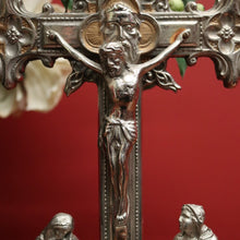 Load image into Gallery viewer, x SOLD Antique French Crucifix, Silver Plate Home Worship Christ on Cross, Jesus Figural. Religion. B11532
