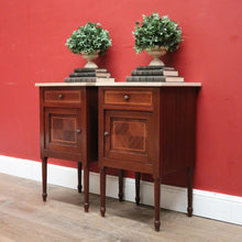 Load image into Gallery viewer, x SOLD Pair of Antique French Mahogany Bedside Cabinets or Lamp Tables with Marble Tops B11574