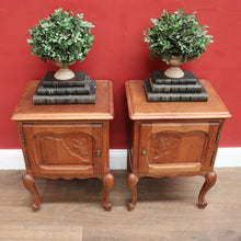 Load image into Gallery viewer, x SOLD Pair of French Lamp Tables or Bedside Tables with Cupboard Storage, French Oak. B11966