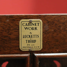 Load image into Gallery viewer, x SOLD Antique China Cabinet - Ricketts and Thorp Australian Glass Shelf Display Cabinet. B11918