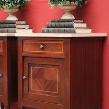 Load image into Gallery viewer, x SOLD Pair of Antique French Mahogany Bedside Cabinets or Lamp Tables with Marble Tops B11574