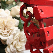 Load image into Gallery viewer, x SOLD Antique Victorian Child's Cast Iron and Timber Garden Seat, Hand-painted Red. B11544