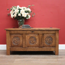 Load image into Gallery viewer, x SOLD Antique French Blanket Box, Oak Coffer or Coffee Table with Carved Detail. B11626