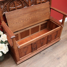 Load image into Gallery viewer, Antique French Oak Hall Seat, Lift Lid Blanket Box Hall Chair Bench or Settee. B11906
