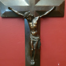 Load image into Gallery viewer, x SOLD Antique Brass Crucifix, Cross, Jesus on the Cross, Home Worship or Devotion. B11592