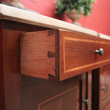 Load image into Gallery viewer, x SOLD Pair of Antique French Mahogany Bedside Cabinets or Lamp Tables with Marble Tops B11574