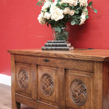 Load image into Gallery viewer, x SOLD Antique French Blanket Box, Oak Coffer or Coffee Table with Carved Detail. B11626