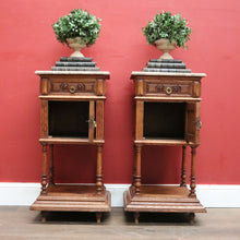 Load image into Gallery viewer, x SOLD Antique French Oak and Marble Bedside Cabinets or Lamp Cupboard, Side Tables. B11923