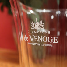 Load image into Gallery viewer, x SOLD French Glass Champagne Bucket, Champagne De Venoge, Depuis 1837, signed France to the base. B11922