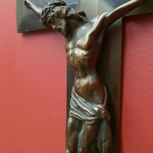 Load image into Gallery viewer, x SOLD Antique Brass Crucifix, Cross, Jesus on the Cross, Home Worship or Devotion. B11592