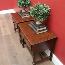 Load image into Gallery viewer, x SOLD Pair of Vintage French Lamp Tables or Bedside Table, with Single drawer, turned legs and reeding. B11842