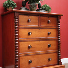 Load image into Gallery viewer, x SOLD Antique Australian Cedar Chest of Drawers, Full Cedar, Mother of Pearl to the Handles. B11907