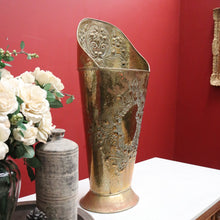 Load image into Gallery viewer, x SOLD Vintage French Brass Umbrella Holder or Kindling, Firewood Holder B11437