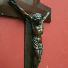 Load image into Gallery viewer, x SOLD Antique Brass Crucifix, Cross, Jesus on the Cross, Home Worship or Devotion. B11592
