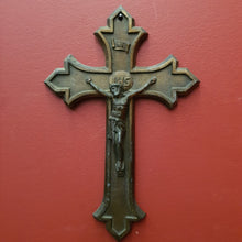 Load image into Gallery viewer, x SOLD Antique Brass Crucifix, Cross, Jesus on the Cross, Home Worship or Devotion. B11614