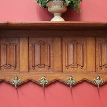 Load image into Gallery viewer, x SOLD French Oak and Brass Coat Rack with Brass Hooks and Linen Fold Patten. B11884