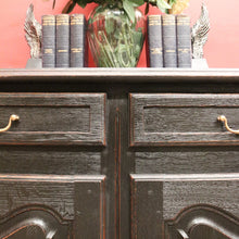 Load image into Gallery viewer, x SOLD Antique French Oak Two-Door Sideboard, Hall Cabinet, French Black. B12053