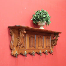 Load image into Gallery viewer, x SOLD French Oak and Brass Coat Rack with Brass Hooks and Linen Fold Patten. B11884