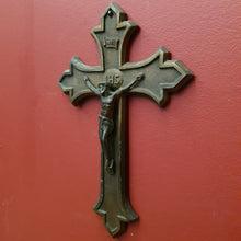 Load image into Gallery viewer, x SOLD Antique Brass Crucifix, Cross, Jesus on the Cross, Home Worship or Devotion. B11614