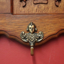 Load image into Gallery viewer, x SOLD French Oak and Brass Coat Rack with Brass Hooks and Linen Fold Patten. B11884