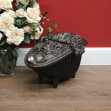 Load image into Gallery viewer, x SOLD Antique French Cast Iron Coal Scuttle, Kindling Box, Greenman Detail. B11528